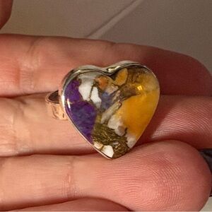 Sterling silver size 8 Heart-Shaped orange dahlia ring